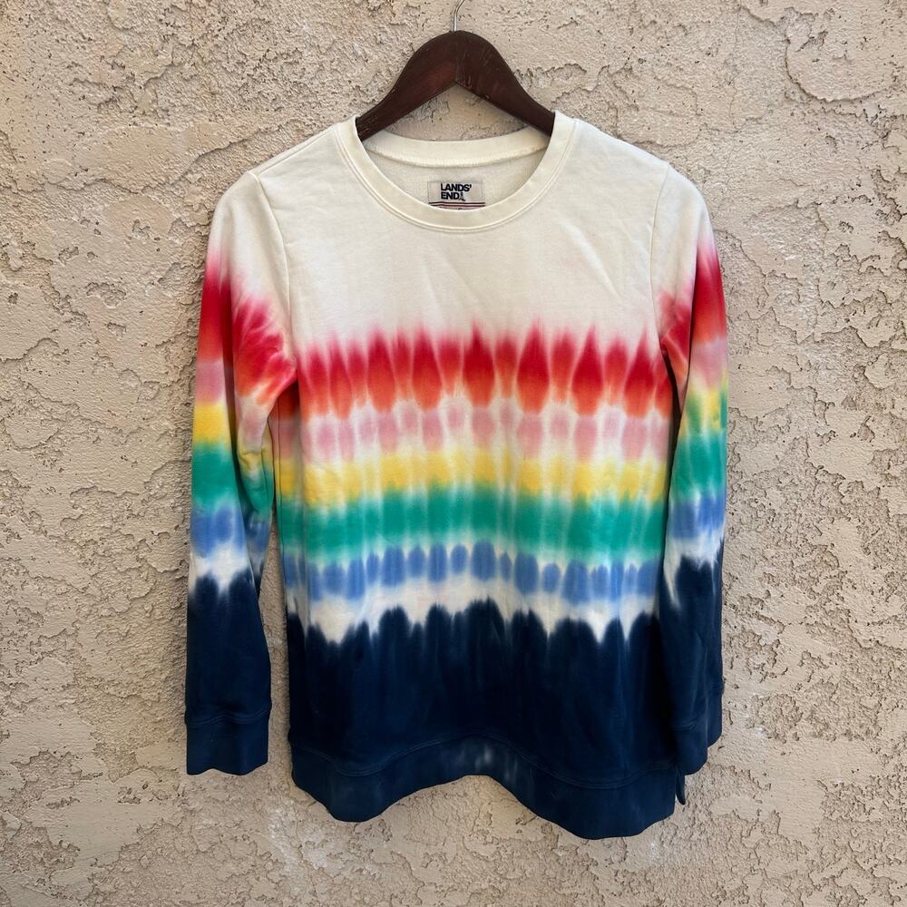 Lands’ End Rainbow Tie Dye Sweatshirt Size Small